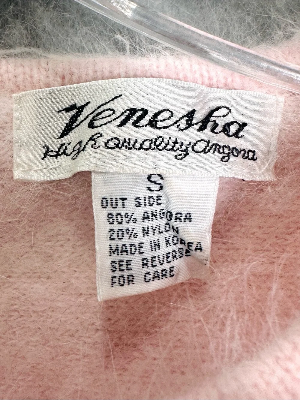 Light Pink Fuzzy Angora Crewneck Sweater Soft Girl Fluffy vintage coquette
